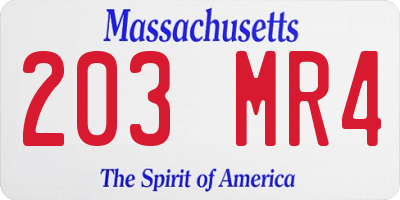 MA license plate 203MR4