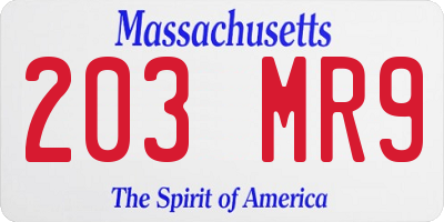 MA license plate 203MR9