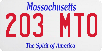 MA license plate 203MT0