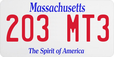 MA license plate 203MT3