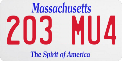 MA license plate 203MU4