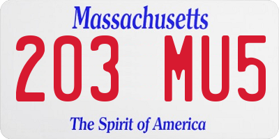 MA license plate 203MU5