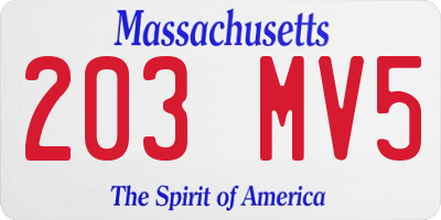 MA license plate 203MV5