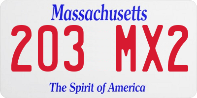 MA license plate 203MX2