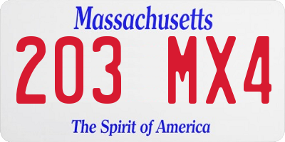 MA license plate 203MX4