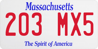 MA license plate 203MX5