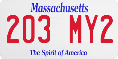 MA license plate 203MY2