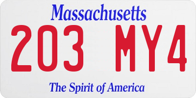 MA license plate 203MY4