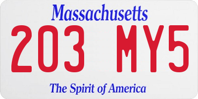 MA license plate 203MY5