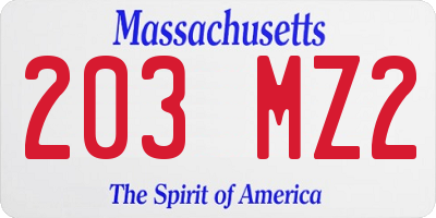 MA license plate 203MZ2