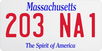 MA license plate 203NA1