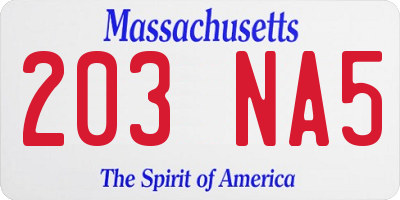 MA license plate 203NA5