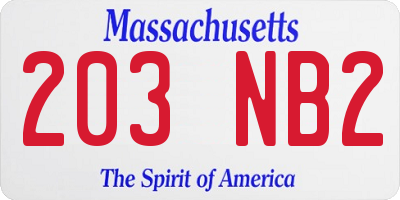 MA license plate 203NB2