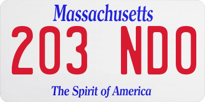 MA license plate 203ND0