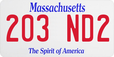 MA license plate 203ND2