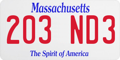 MA license plate 203ND3