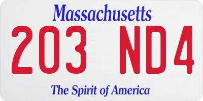 MA license plate 203ND4