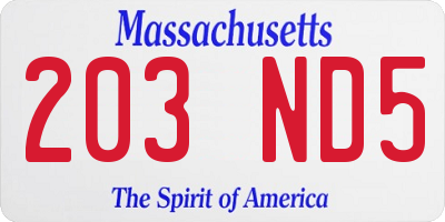 MA license plate 203ND5