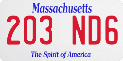 MA license plate 203ND6