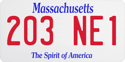 MA license plate 203NE1