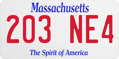 MA license plate 203NE4