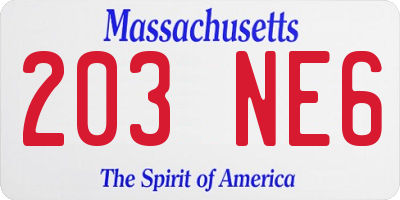 MA license plate 203NE6