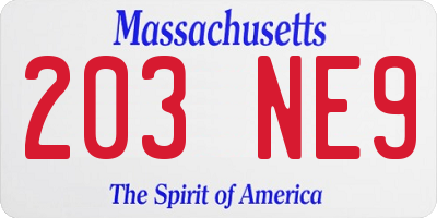 MA license plate 203NE9
