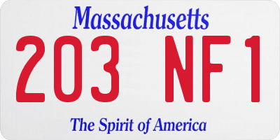 MA license plate 203NF1