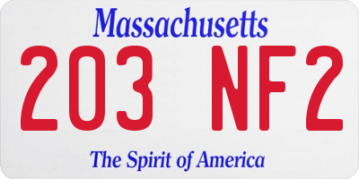 MA license plate 203NF2