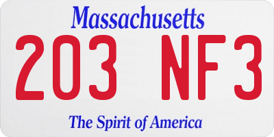 MA license plate 203NF3