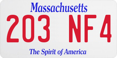 MA license plate 203NF4