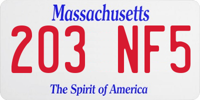 MA license plate 203NF5