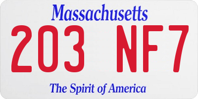 MA license plate 203NF7