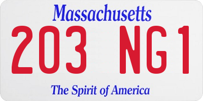 MA license plate 203NG1