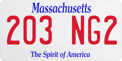 MA license plate 203NG2