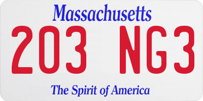 MA license plate 203NG3