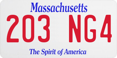 MA license plate 203NG4