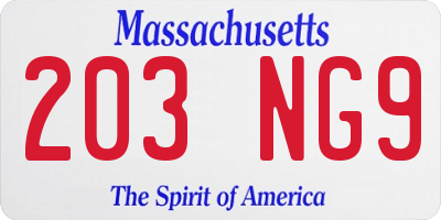 MA license plate 203NG9