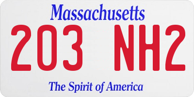 MA license plate 203NH2
