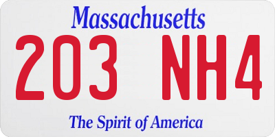 MA license plate 203NH4