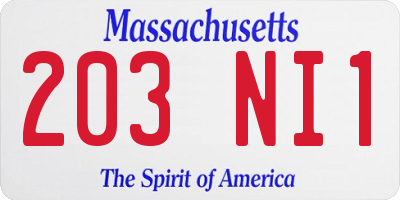 MA license plate 203NI1