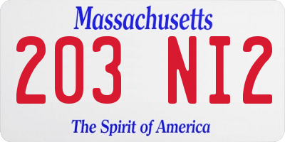 MA license plate 203NI2