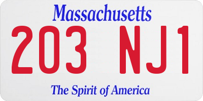 MA license plate 203NJ1