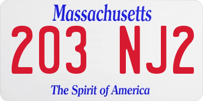 MA license plate 203NJ2