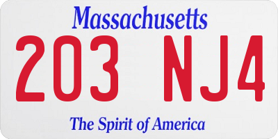 MA license plate 203NJ4