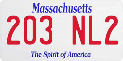 MA license plate 203NL2