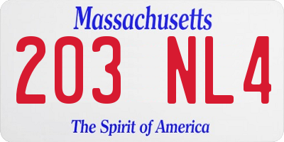 MA license plate 203NL4