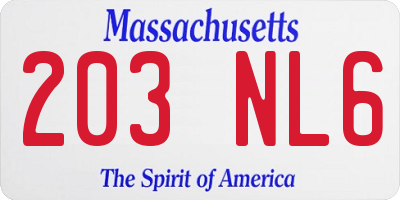 MA license plate 203NL6