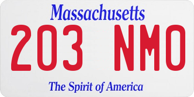 MA license plate 203NM0