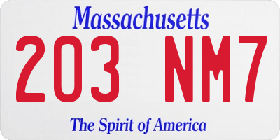 MA license plate 203NM7